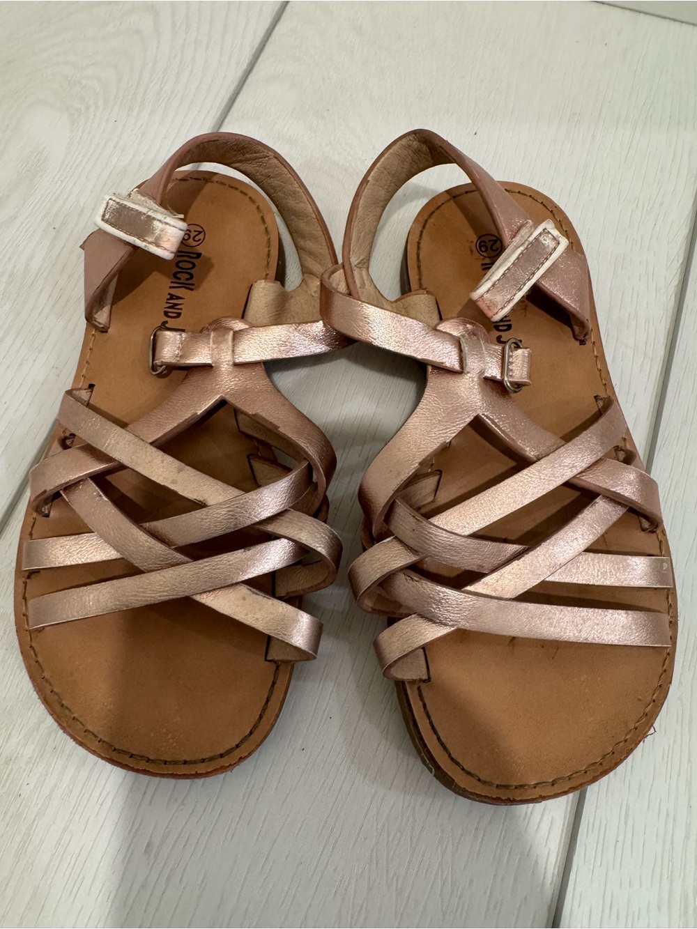 Metallic Rose Gold Strappy Girl’s Sandals size 29